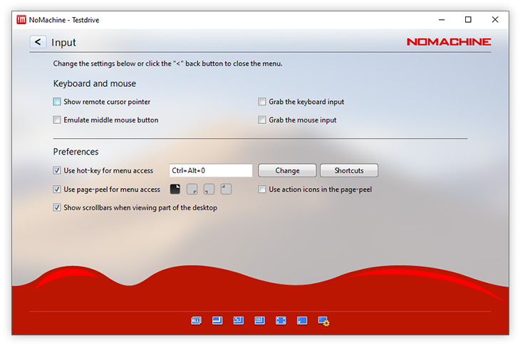 nomachine keyboard shortcuts